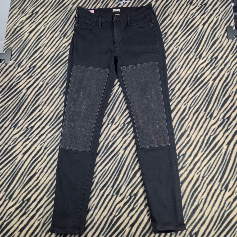 True Religion Halle Black Knee Patch Super Skinny Jeans Size 30 Made in USA Y2K